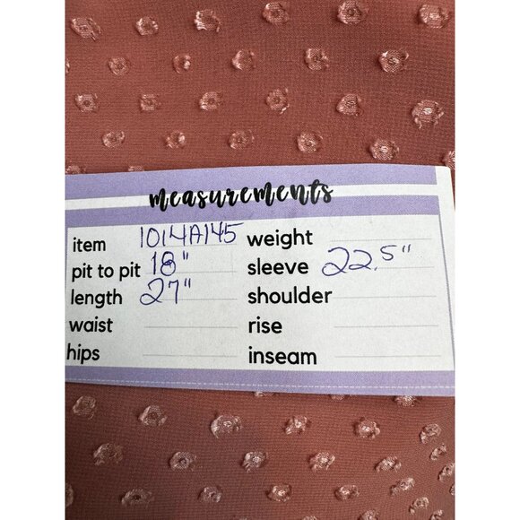 NWT Small Band Of Gypsies Blush Mauve Polka Dot Blouse Polyester - Picture 9 of 12